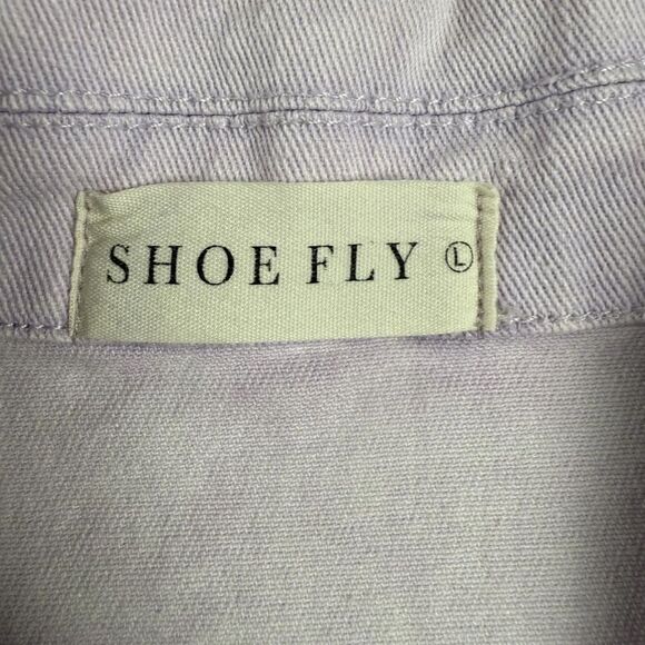 Shoe Fly Jumpsuit Women's Large White Tie-Belt Casual Straight Leg Button-front - Picture 3 of 9